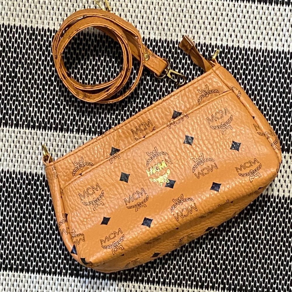 Designer inspired Faux M Tan Crossbody Bag